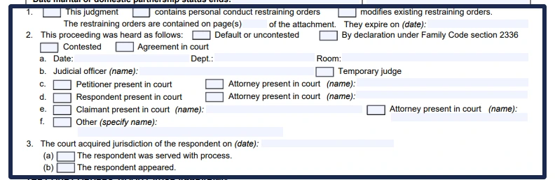 FL‑180 Form – Edit, Fill & Print Online-CA Divorce Software 6 FL-180 Restraining orders and hearing details CA Divorce Form
