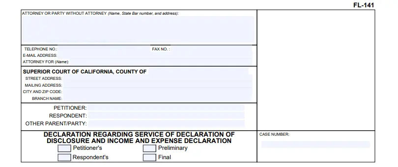 Fl-141 CA Divorce Form