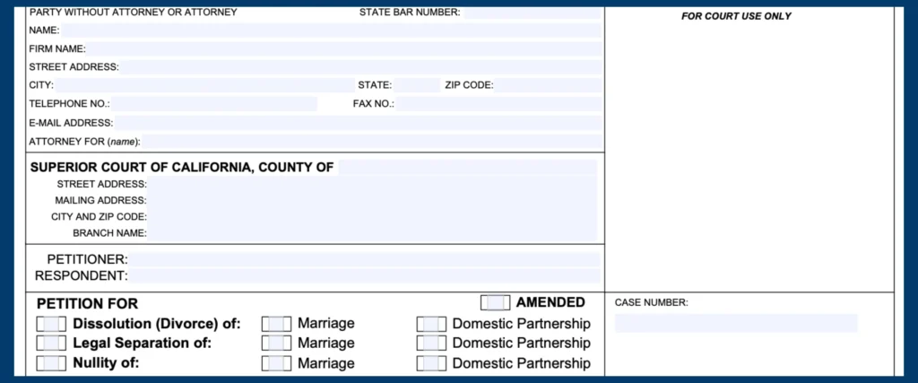 FL-100 Petition for Divorce: Edit, Fill & Print Online Fast 4 FL-100: Section # 1 & 2: Legal Relationship and Residency Requirements
