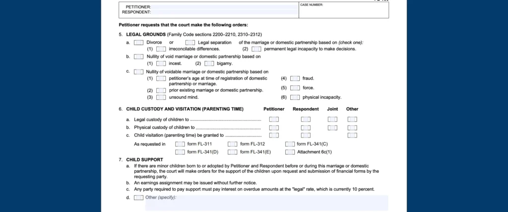 FL-100 Petition for Divorce: Edit, Fill & Print Online Fast 7 4