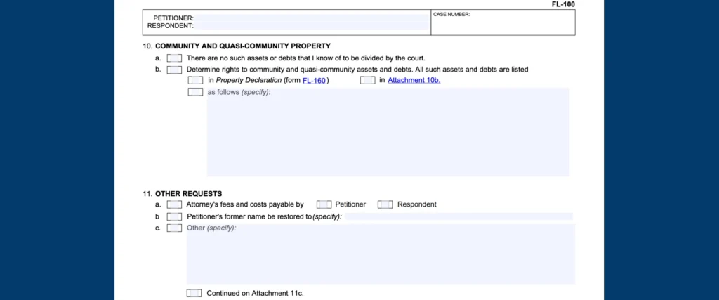 FL-100 Petition for Divorce: Edit, Fill & Print Online Fast 9 Community and Quasi-Community Property