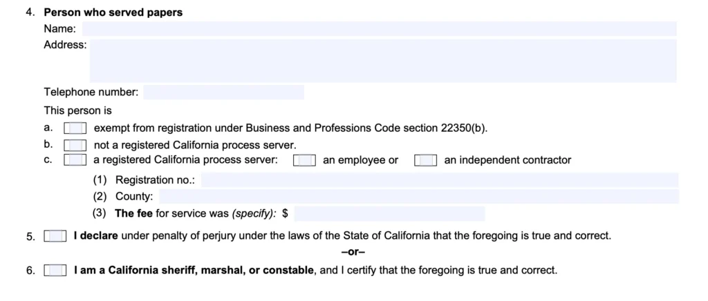 Fl-115: Section 4: Person Who Served Papers
