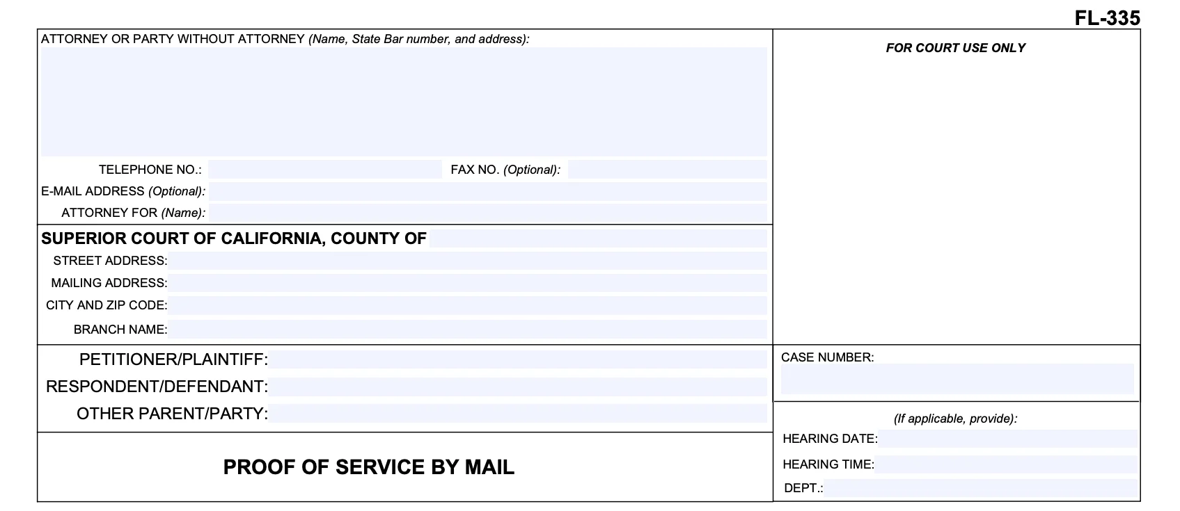 How to Fill out FL-335 without a Divorce Lawyer?