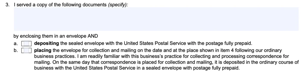 FL-335: I Served a Copy of The Following Documents (Documents Served Item 3)