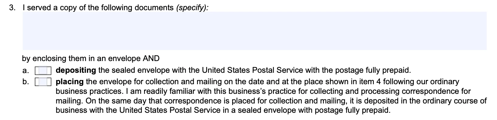 FL-335: I Served a Copy of The Following Documents (Documents Served Item 3)