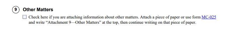 Other matters in Joint Petition