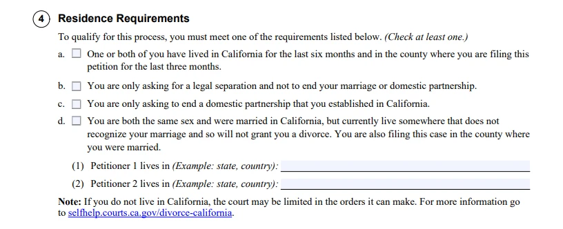 Item 4: Residence Requirements (FL-700)