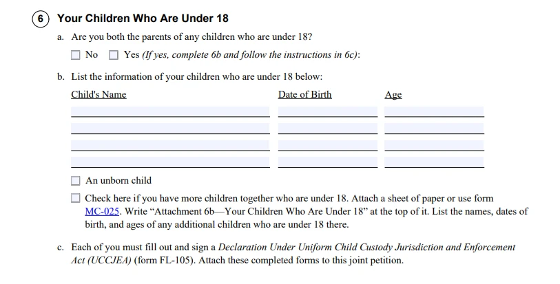 Item 6: Children Under 18 (FL-700)