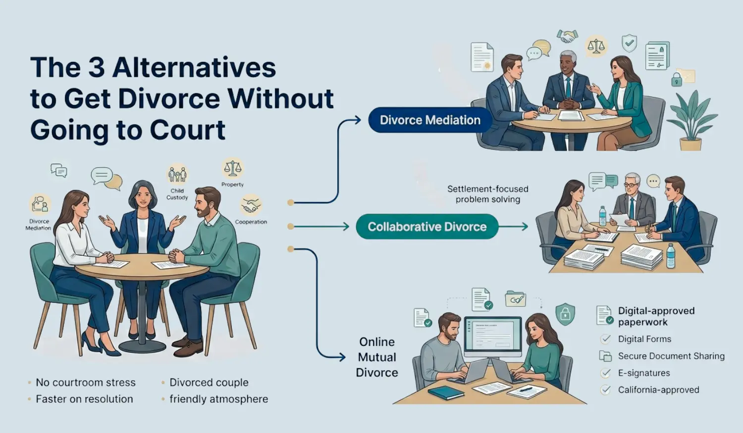 The 3 Alternatives to Get Divorce Without Going to Court