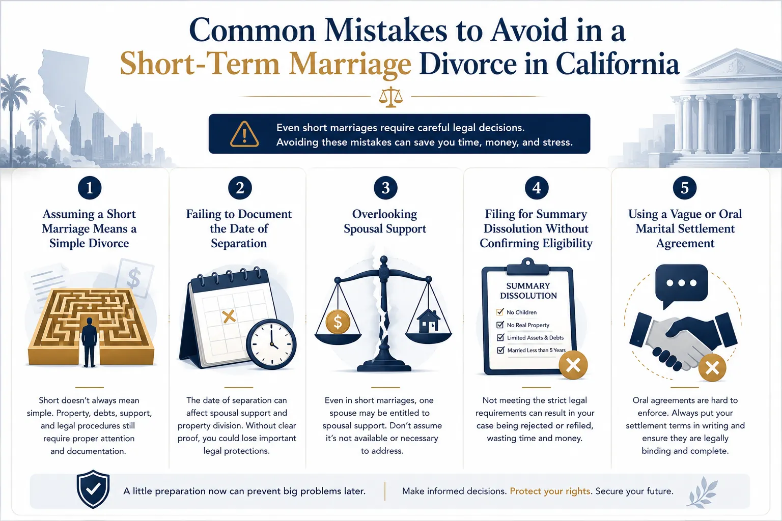 Common Mistakes to Avoid in a Short Term Marriage Divorce California