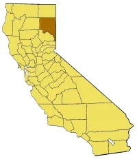 Map of California with Lassen County highlighted in the northeastern corner